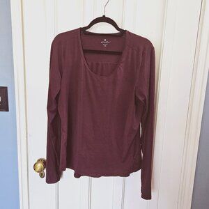 ATHLETA Long Sleeve Shirt Size XL Fall Autumn Burgundy